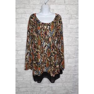 Avenue Tunic Knit Sweater‎ Pullover With Chiffon Hem Snakeskin Size 18 20 New
